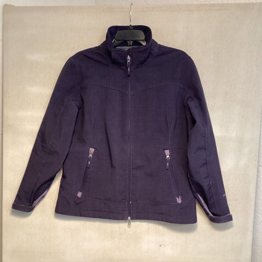 free country jacket women L purple full zip faux fur lining no hood